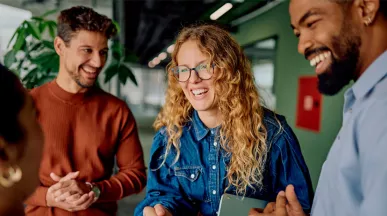 employee being congratulated