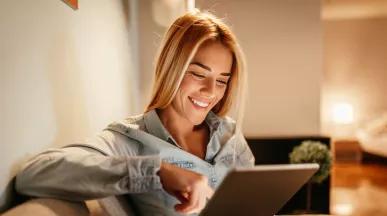young woman using her tablet