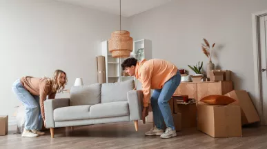 Couple moving in to new home