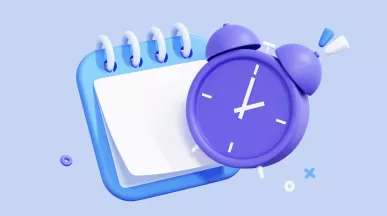 Graphic of a clock and a calendar