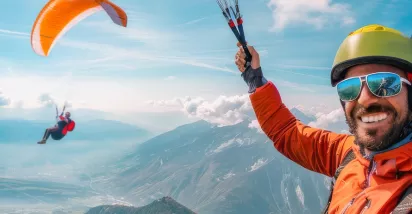 man skydiving